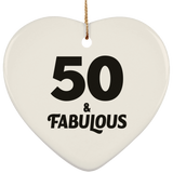 50th Birthday 50 & Fabulous - Heart Ornament