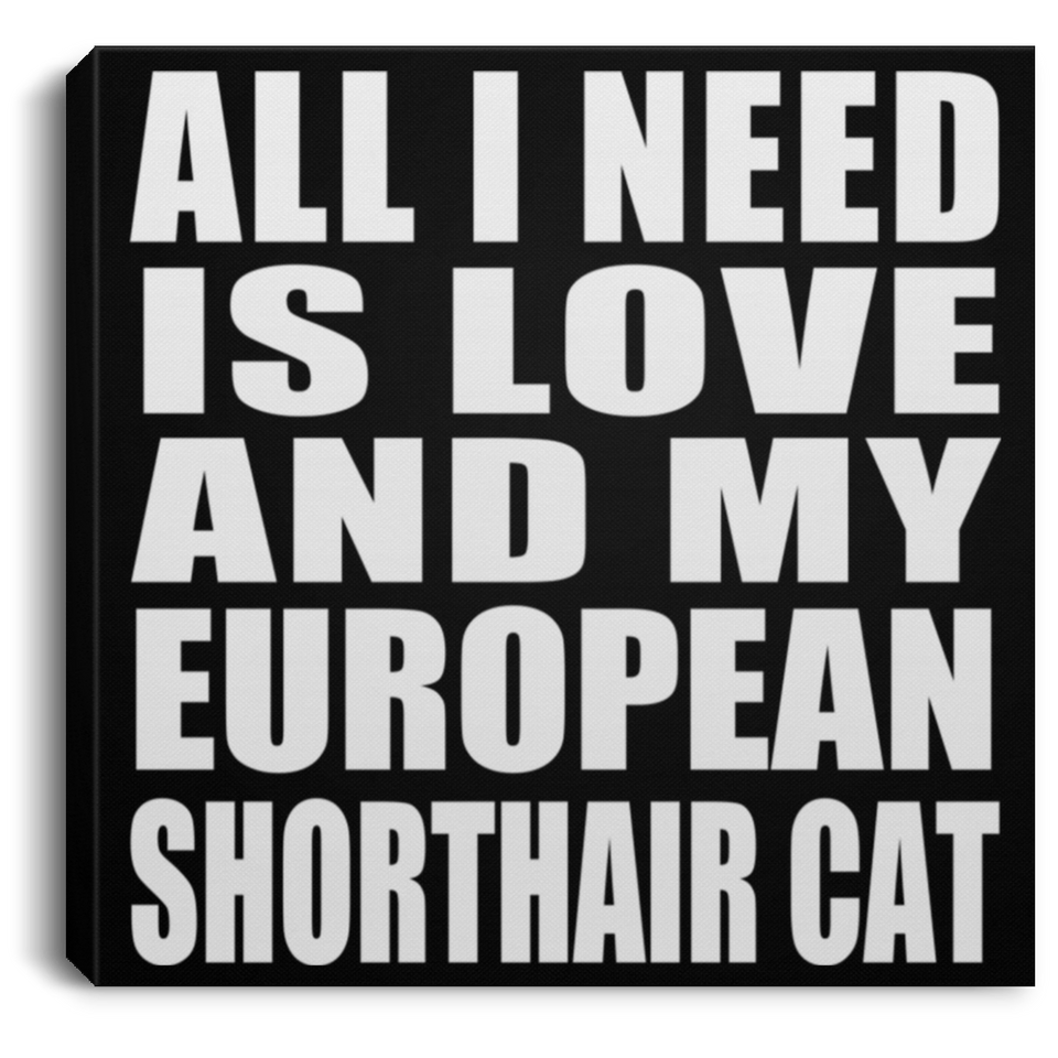 All I Need Is Love And My European Shorthair Cat - Canvas Square