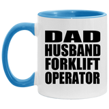 Dad Husband Forklift Operator - 11oz Accent Mug Blue