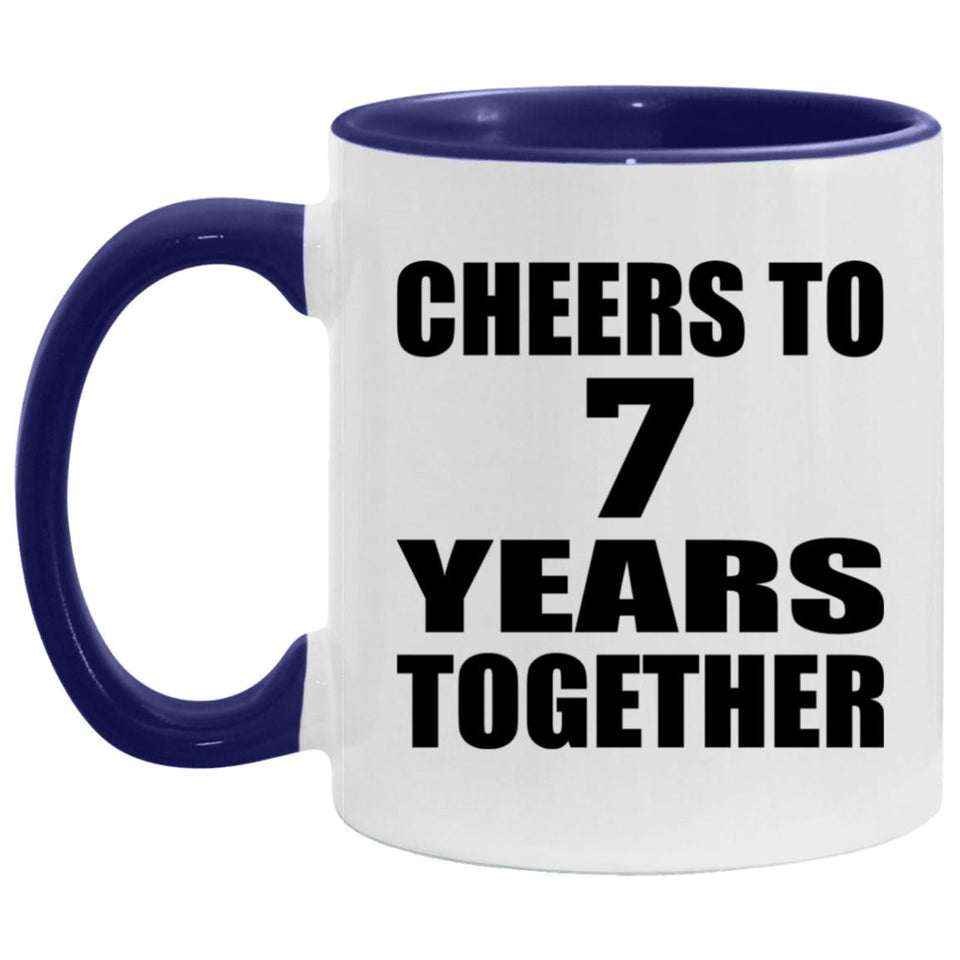 7th Anniversary Cheers To 7 Years Together - 11oz Accent Mug Purple
