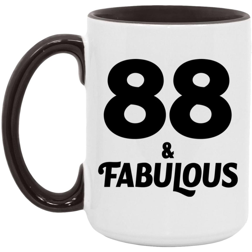 88th Birthday 88 & Fabulous - 15oz Accent Mug Black
