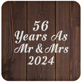 56th Anniversary 56 Years As Mr & Mrs 2024 - Drink Coaster D