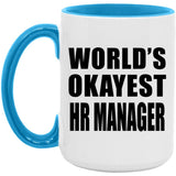 World's Okayest Hr Manager - 15oz Accent Mug Blue