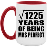 35th Anniversary Square Root of 1225 Years of Mrs Perfect - 15oz Accent Mug Red