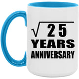 5th Anniversary Square Root of 25 Years Anniversary - 15oz Accent Mug Blue
