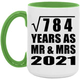 28th Anniversary Square Root of 784 Years As Mr & Mrs 2021 - 15oz Accent Mug Green