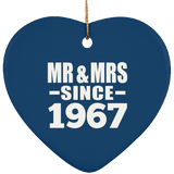 57th Anniversary Mr & Mrs Since 1967 - Heart Ornament