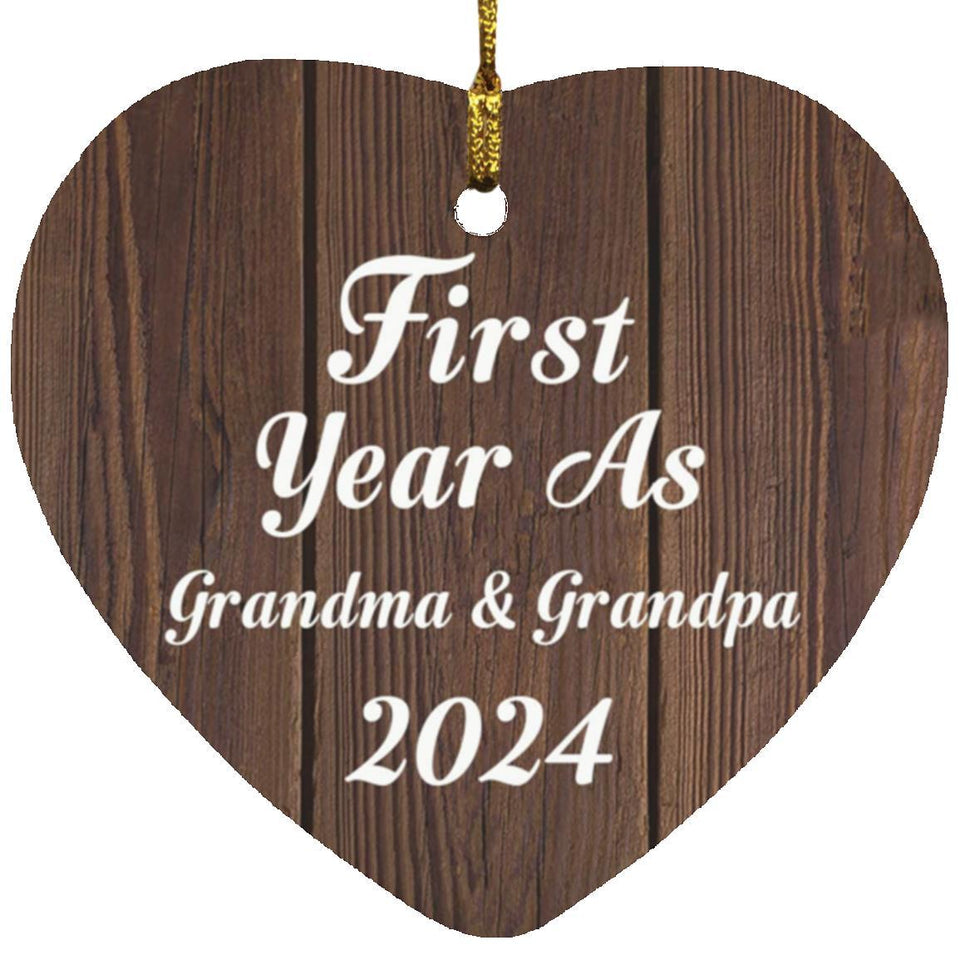 First Year As Grandma & Grandpa 2024 - Heart Ornament D