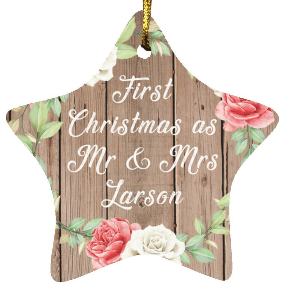 First Christmas As Mr & Mrs Larson - Star Ornament B