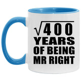 20th Anniversary Square Root of 400 Years of Being Mr Right - 11oz Accent Mug Blue
