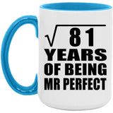 9th Anniversary Square Root of 81 Years of Mr Perfect - 15oz Accent Mug Blue