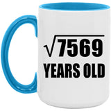 87th Birthday Square Root of 7569 Years Old - 15oz Accent Mug Blue