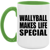 Wallyball Makes Life Special - 15oz Accent Mug Green