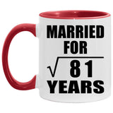 9th Anniversary Married For Square Root of 81 Years - 11oz Accent Mug Red