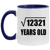 111th Birthday Square Root of 12321 Years Old - 11oz Accent Mug Purple