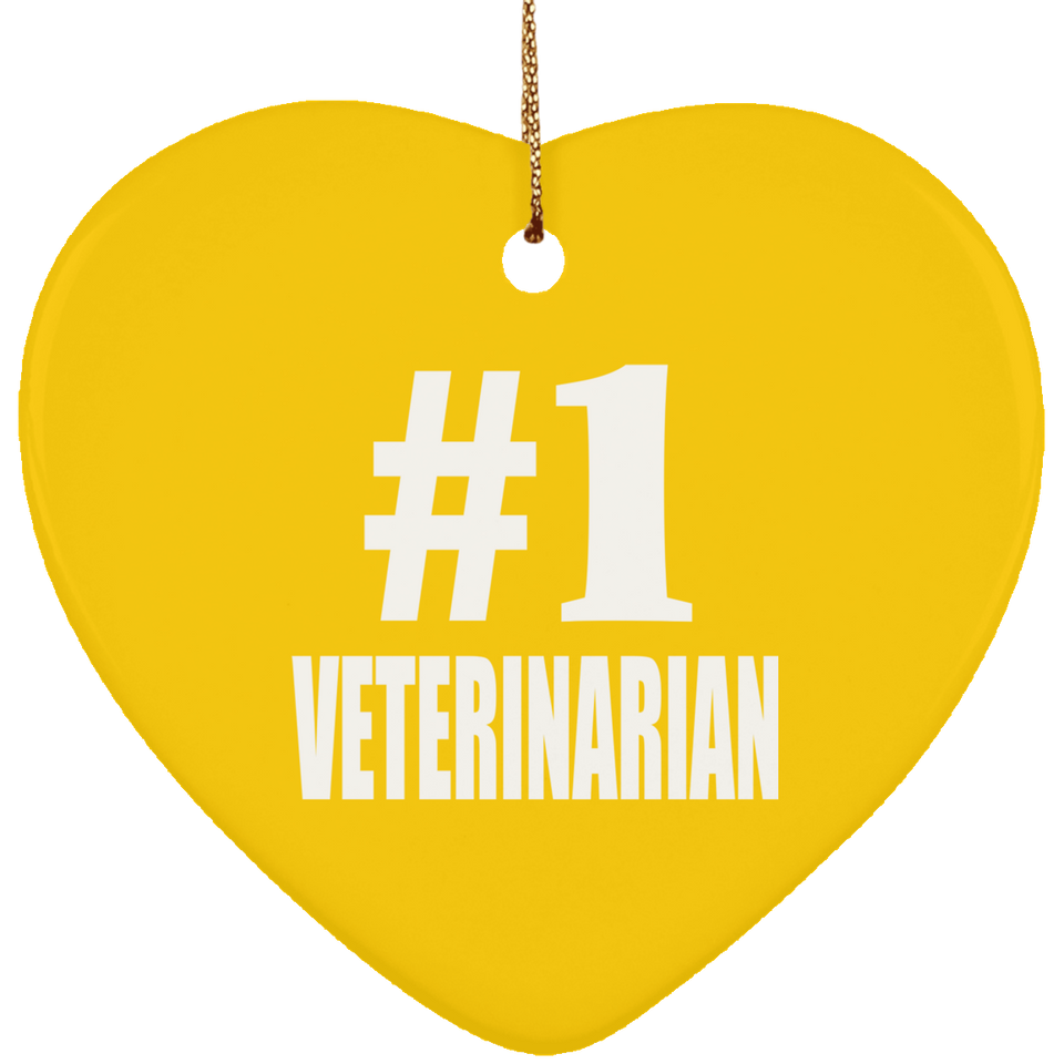 Number One #1 Veterinarian - Heart Ornament