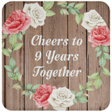 9th Anniversary Cheers To 9 Years Together - Drink Coaster B