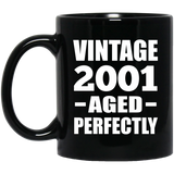 23rd Birthday Vintage 2001 Aged Perfectly - 11oz Coffee Mug Black