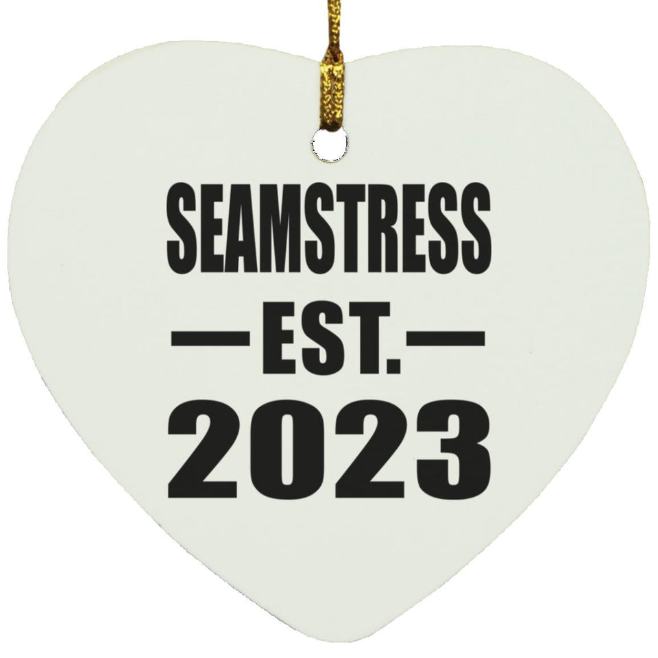 Seamstress Established EST. 2023 - Heart Ornament