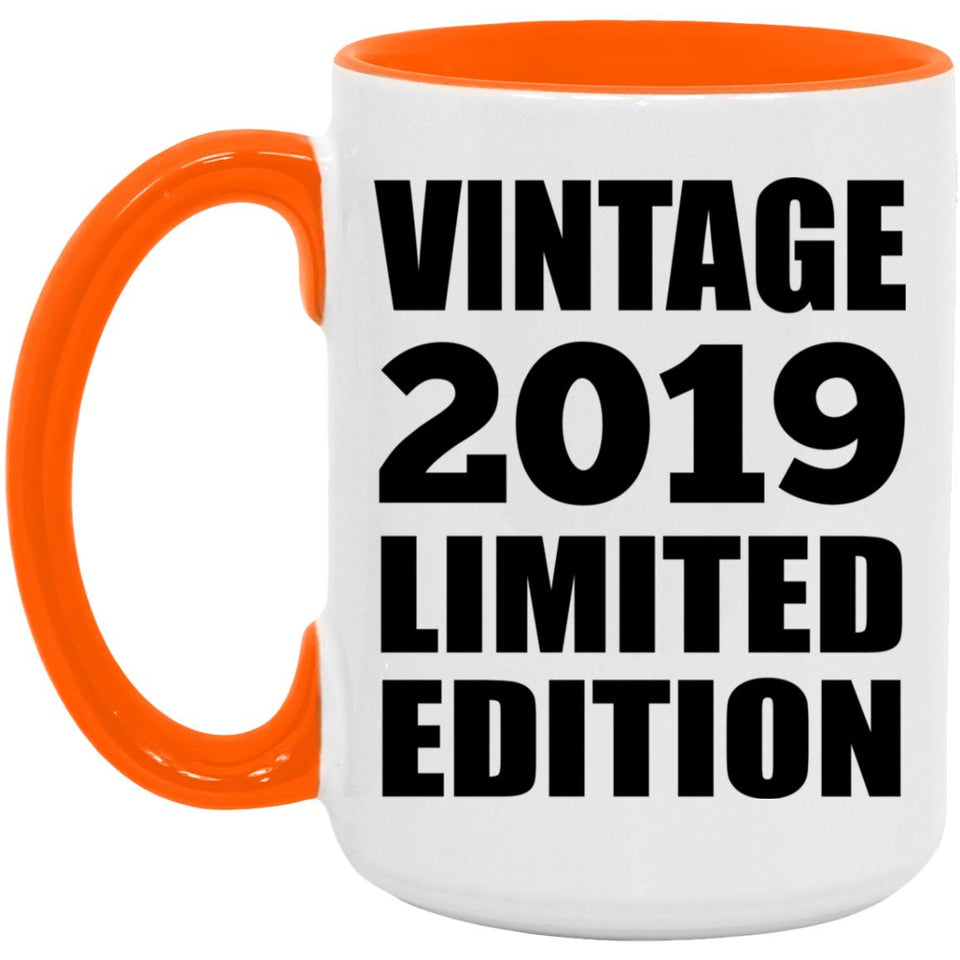 5th Birthday Vintage 2019 Limited Edition - 15oz Accent Mug Orange