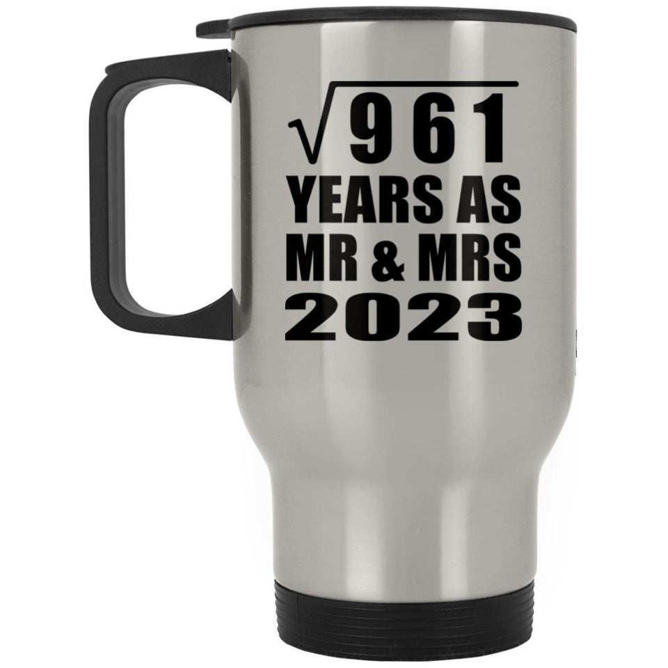 31st Anniversary Square Root of 961 Years As Mr & Mrs 2023 - Silver Travel Mug