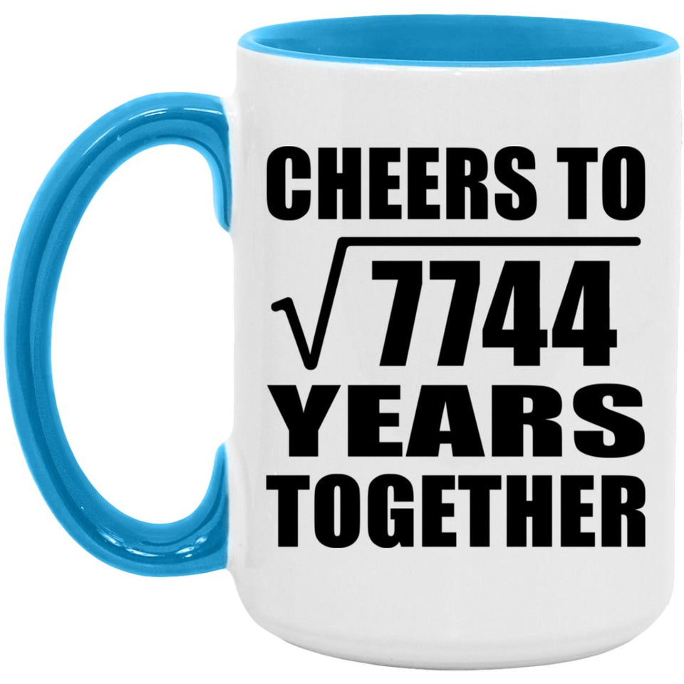 88th Anniversary Cheers To Square Root of 7744 Years Together - 15oz Accent Mug Blue
