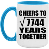 88th Anniversary Cheers To Square Root of 7744 Years Together - 15oz Accent Mug Blue