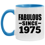 49th Birthday Fabulous Since 1975 - 11oz Accent Mug Blue