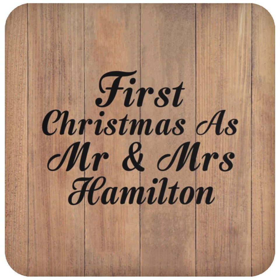 First Christmas As Mr & Mrs Hamilton - Drink Coaster C
