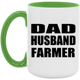 Dad Husband Farmer - 15oz Accent Mug Green