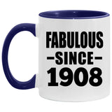 116th Birthday Fabulous Since 1908 - 11oz Accent Mug Purple