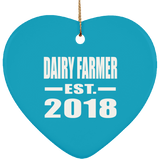Dairy Farmer Established EST. 2018 - Heart Ornament