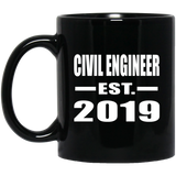 Civil Engineer Established EST. 2019 - 11oz Coffee Mug Black