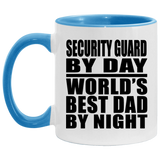 Security Guard By Day World's Best Dad By Night - 11oz Accent Mug Blue