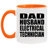 Dad Husband Electrical Technician - 11oz Accent Mug Orange