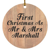 First Christmas As Mr & Mrs Marshall - Circle Ornament C