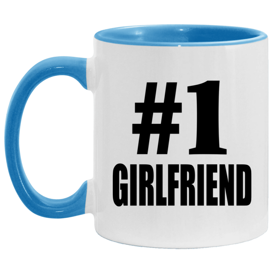 Number One #1 Girlfriend - 11oz Accent Mug Blue