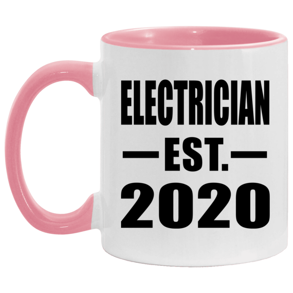 Electrician Established EST. 2020 - 11oz Accent Mug Pink