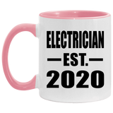 Electrician Established EST. 2020 - 11oz Accent Mug Pink
