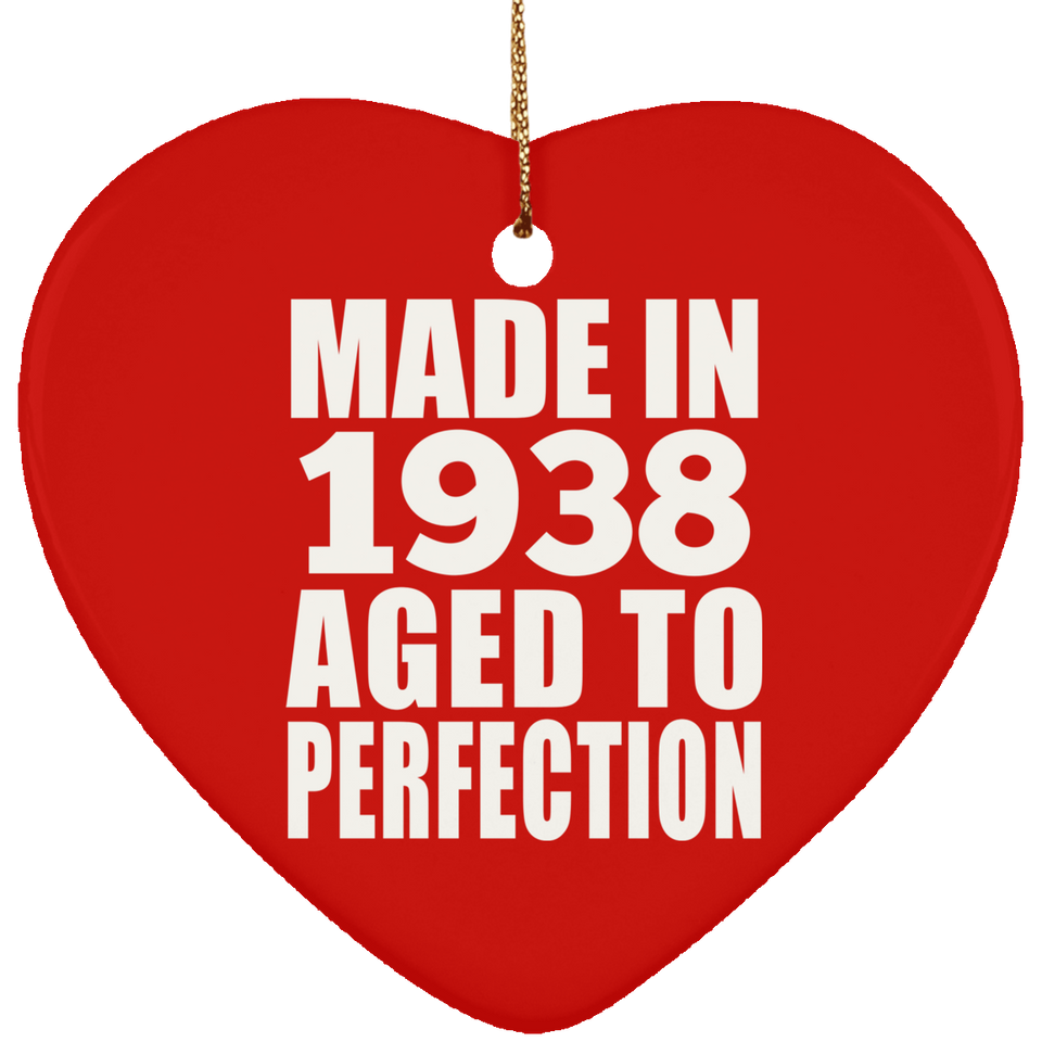 85th Birthday Made In 1938 Aged to Perfection - Heart Ornament