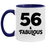 56th Birthday 56 & Fabulous - 11oz Accent Mug Purple
