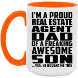 Proud Real Estate Agent Dad Of Awesome Son - 15oz Accent Mug Orange