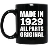 95th Birthday Made in 1929 All Parts Original - 11oz Coffee Mug Black