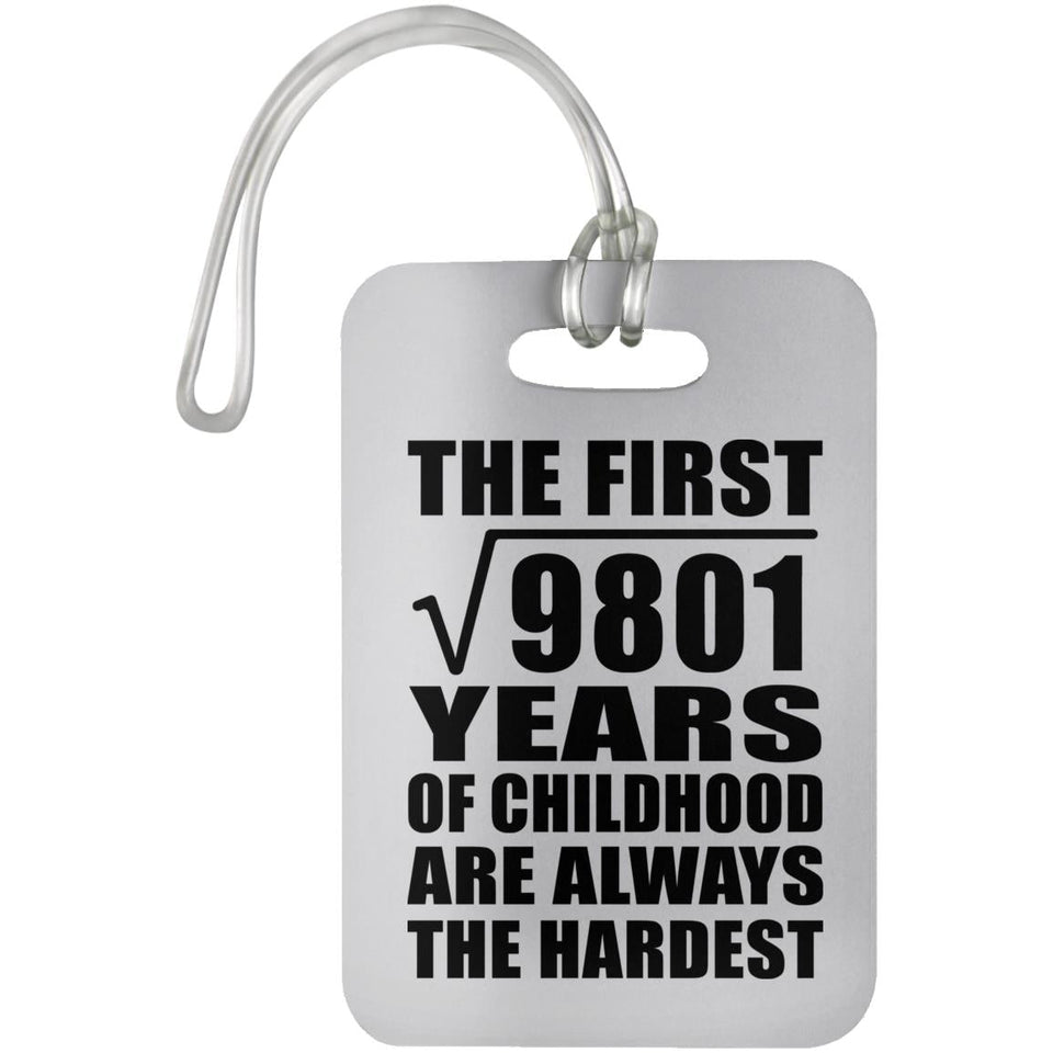 99th Birthday Square Root of 9801 Years of Childhood - Luggage Bag Tag