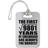 99th Birthday Square Root of 9801 Years of Childhood - Luggage Bag Tag