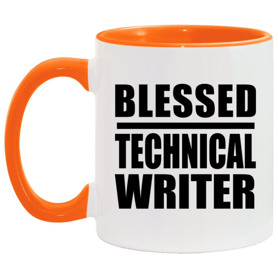 Blessed Technical Writer - 11oz Accent Mug Orange