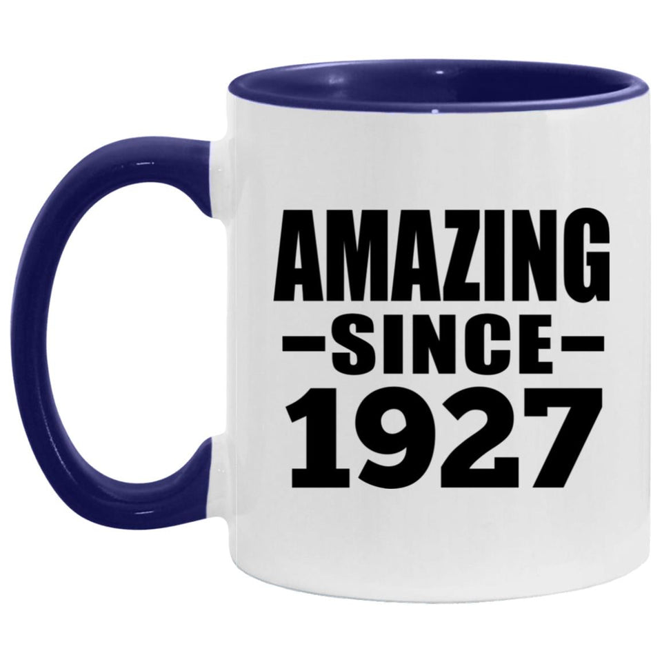 97th Birthday Amazing Since 1927 - 11oz Accent Mug Purple