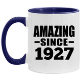 97th Birthday Amazing Since 1927 - 11oz Accent Mug Purple