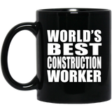 World's Best Construction Worker - 11 Oz Coffee Mug Black