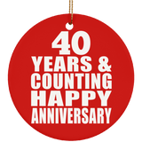 Happy 40th Anniversary 40 Years & Counting - Circle Ornament